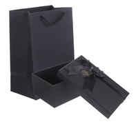 BUTIFULSIC Boîte en Papier et Polyester Noire Élégante Romantique Coffret Carré pour Parfum et Rouge à Lèvres pour Anniversaire et Saint-valentin