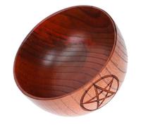 BUTIFULSIC Bol en Bois Marron Rond Décoratif Pentagramme, Finement Poli pour Usage à Long Terme, pour Autels et Décoration Maison