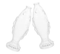BUTIFULSIC Lot de 2 Vases en Verre de Poisson avec Bouchon en Liège, Décoration DIY Polyvalente, Style Vintage Embossé, pour Fêtes et Centres de Table Élégants