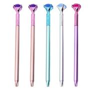 BUTIFULSIC Lot de 5 Stylos Gel Recharge Noire Design Diamant, Encre Séchage Rapide, Plastique Léger, pour Écriture et Dessin Scolaire Couleur Aléatoire