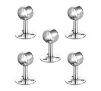 BUTIFULSIC Support de Tringle à Rideau en Acier Inoxydable Argenté, Lot de 5 Pièces, Forme Ronde, Diamètre 22mm, Fixation Plafond Robuste pour Penderie