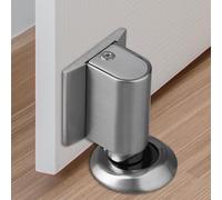 Butoir de porte magnétique noir avec ruban adhésif et vis - Butoir de porte autocollant pour le bureau et la maison (nickel brossé)