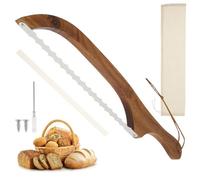 BUTORY Couteau à pain en bois - Trancheur à pain en arceau - Scie à pain en acier inoxydable - Couteau pour pain fait maison - Couteau de boulanger - Idéal pour trancher sans effort le pain au levain