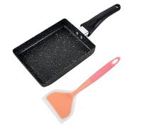 BUTORY Tamagoyaki Poêle à Omelette avec Spatule en Silicone, Poêle à Frire à œufs, Poêle Carrée Japonaise, pour Cuisinière et Induction, Poêle à Griller Revêtement Anti-adhésif