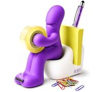 Butt Station - Gadget Insolite Utile & Cadeau Drôle pour le Bureau - Dérouleur de Scotch Rigolo avec Ruban Adhésif, Trombones, Notes Adhésives et Stylo Inclus - Déco Bureau Originale (Violet)