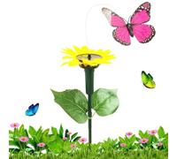 Butterfly Garden Stake Solar Fluttering - Waterproof Sunflower Design Solar Powered Flying Butterfly | Outdoor Decorative Light For Lawn Patio Courtyard Flowerbed Walkway Yard Garden Use
