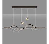 Butterflyd Lustre Suspendu Blanc Chaud Gradation LED Barre Lumineuse 36W Nordique Noir Longue Bande Linéaire Lustre de Plafond pour Salle à Manger Cuisine Salon Chambre