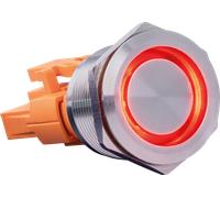 BUTTON 22B-M-RD - Bouton en acier, momentané, Ø 25, 7 A, rouge