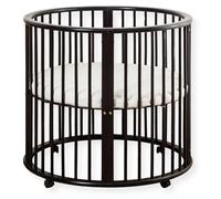 Buxibo : Coffret pour bébé – Coffret en bois rond – Aire de jeux – Parois amovibles – Inclut un matelas – Monté sur roulettes – 85x85x85 cm – Noir