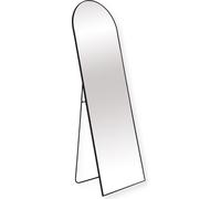 Buxibo Miroir ovale arqué - Verre de sécurité trempé Miroir sur pied - Miroir pour tout le corps - 160x60 cm - Noir