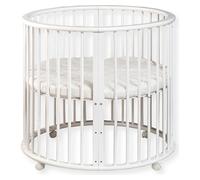 Buxibo : Parc pour bébé – Structure en bois ronde – Lit parapluie – Inclus un matelas – Monté sur roulettes – 85x85x85 cm – Blanc