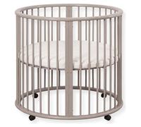 Buxibo : Parc pour bébé – Structure en bois ronde – Lit parapluie – Inclus un matelas – Monté sur roulettes – 85x85x85 cm – Couleur : ton bois