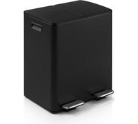 Buxibo Poubelle tri sélectif 60 litres - Poubelle à pédale & poignées - Soft-Close - Poubelle à pédale/poubelle/collecteur - 2x30L - Noir