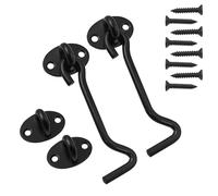 BuxiuGK 2 Pièces Crochet de Cabine Oeil Porte Loquet en Acier Inoxydable avec Vis 4 Pouces pour Les Portes de Garage de Porte de Hangar - Noir