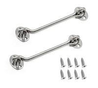 BuxiuGK 2 Pièces Crochet de Cabine Oeil Porte Loquet en Acier Inoxydable avec Vis 6 Pouces pour Les Portes de Garage de Porte de Hangar - Argent