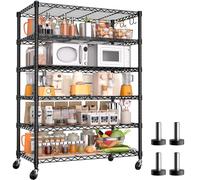 BuxWellBang Étagères de rangement en fil de fer avec roulettes, 91 cm x 46 cm x 191 cm, 6 étagères, très résistantes, réglables pour cuisine, garde-manger, étagère en métal pour garage, placard, salle