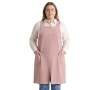 BuyBestify Tablier Japonais Croisé Sans Nouer Grande Taille Cuisine Femme | Coton et lin, longueur 82 cm, largeur 130 cm, 2 poches, bretelles larges, ourlet fendu, lavable en machine, respirant