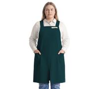 BuyBestify Tablier Japonais Croisé Sans Nouer Grande Taille Cuisine Femme | Coton et lin, longueur 82 cm, largeur 130 cm, 2 poches, bretelles larges, ourlet fendu, lavable en machine, respirant