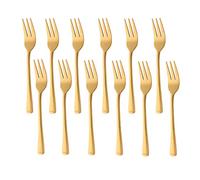 Buyer Star 12 Piece Fruit Tea Forks, Gold Stainless Steel Cutlery Set for Cake Salad Pastry Appetizer