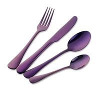 Buyer Star Couverts 4 pièces acier inoxydable Violet Vaisselle Fourchette Couteau Cuillère à café