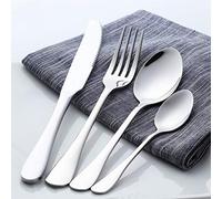 Buyer Star Couverts Cultery Lot de couverts en acier inoxydable 18/10 avec couteau, fourchette, cuillère à soupe et cuillère à café, Acier inoxydable, 1 lot argenté.