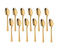 Buyer Star Cuillères à café en Or 12 pièces, Ensemble de Mini cuillère Doree Couverts en Acier Inoxydable pour crème glacée au Sucre Condiment Espresso et Demitasse, Poli Miroir