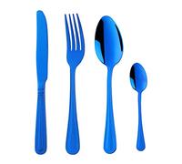 Buyer Star Ensemble de couverts bleus 24 pièces en acier inoxydable, couteaux, fourchettes cuillères à dessert cuillères à café, ensemble de couverts classiques pour 6 personnes, vaisselle basique