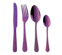 Buyer Star Ensemble de couverts violets 16 pièces en acier inoxydable avec couteaux fourchettes cuillères à dessert cuillères à café, couverts classiques pour 4 personnes, vaisselle polie miroir