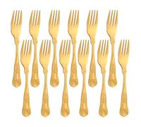 Buyer Star Ensemble de fourchette à poisson de 12 pièces, ensemble de couverts en acier inoxydable doré servant pour la cuisine à domicile et le restaurant, vaisselle polshed miroir
