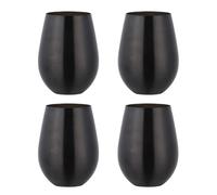 Buyer Star Ensemble de verres à vin en acier inoxydable 304 - Lot de 4 grands verres à vin sans pied de 17 oz pour l'extérieur - 100 % incassables et sans pied en métal, tasses à boire pour la maison
