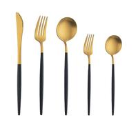 Buyer Star Lot de 5 couverts en acier inoxydable doré mat pour la maison, la cuisine, le restaurant, les fêtes, avec fourchettes, cuillères, couteaux, passent au lave-vaisselle
