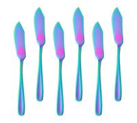 Buyer Star Lot de 6 couteaux à beurre en acier inoxydable irisé pour fromage, gelée, dessert, sandwich, beurre