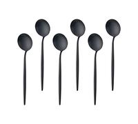 Buyer Star Lot de 6 petites cuillères à café mates en acier inoxydable 304 - Petites cuillères à dessert et à café - Petites cuillères à café - Cuillères à café expresso Demitasse (6, noir)