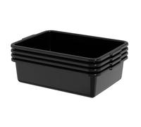 Buyitt Lot de 4 Bacs À Vaisselle en Plastique - Bac de Rangement peu Profond - Noir - 13 L