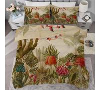buyluhn Couette Imprimée 140x190 4 Saisons,Couette Plantes Tropicales 1 Personne pour Lit 90x190 Enfant, Edredon Duvet Oiseau Ete Hiver avec 1 Taies d'oreiller, Lavable en Machine