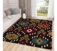 buyluhn Tapis 80x120 cm Floral Ethnique Multicolore - Tapis Intérieur Doux, Antidérapant et Lavable en Machine, Style Kilim Vintage Moquette Poils Courts pour Chambre Bureau QJ11