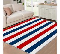 buyluhn Tapis Entrée 60x90 cm Rayures Rouge Blanc Bleu Antidérapant, Paillasson Intérieur Absorbant Lavable en Machine, Tapis Fin Poils Ras Doux, Géométrie Moderne Decoration ChambreQY#8
