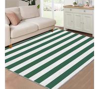 buyluhn Tapis Entrée 80x120 cm Rayures Blanc Vert Antidérapant Absorbant, Paillasson Intérieur Lavable en Machine, Géométrie Tapis Salon Chambre Poils Ras QY#6