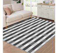 buyluhn Tapis Entrée 80x120 cm Rayures Noir et Blanc Antidérapant Absorbant, Paillasson Intérieur Lavable en Machine, Géométrie Tapis Salon Chambre Poils Ras QJ-90