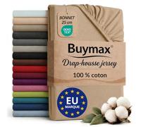 Buymax - Drap-Housse 140x200 cm - 100% Coton - Sable | Jersey doux et respirant, certifié OEKO-TEX, bonnet jusqu’à 25 cm et élastique intégral pour un maintien fiable.