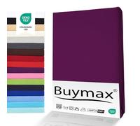 Buymax® Drap-Housse 140X200Cm Lot de Deux Drap-Housse 100% Coton Jersey, Hauteur De Matelas Jusqu'À 25 Cm, Couleur Aubergine