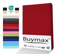 Buymax® Drap-Housse pour Surmatelas 160x200 cm, 100% Jersey en Coton, Hauteur de Matelas Jusqu’à 12 cm, Adapté aux Surmatelas Fins, Couleur Rouge