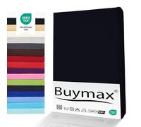 Buymax® Drap-Housse pour Surmatelas 160x200 cm, 100% Jersey en Coton, Hauteur de Matelas Jusqu’à 12 cm, Adapté aux Surmatelas Fins, Couleur Noir