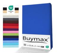 Buymax® Drap-Housse pour Surmatelas 180x200 cm, 100% Jersey en Coton, Hauteur de Matelas Jusqu’à 12 cm, Adapté aux Surmatelas Fins, Couleur Bleu foncé