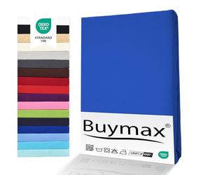 Buymax® Drap-Housse pour Surmatelas 180x200 cm, 100% Jersey en Coton, Hauteur de Matelas Jusqu’à 12 cm, Adapté aux Surmatelas Fins, Couleur Bleu foncé