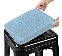 BUYUE Coussin en lin pour tabouret magnétique 1 pièce, Coussin amélioré antidérapant et respirant pour petit siège de chaise pour café, bistrot, empilable, tabouret en métal (Carré, bleu clair, 1)