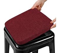 BUYUE Coussin magnétique en lin pour tabouret de bar 1 pièce, Coussin amélioré antidérapant et respirant pour petit siège de chaise pour café, bistrot, empilable, tabouret en métal (Carré, rouge, 1)