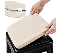 BUYUE Lot de 4 coussins de tabouret de bar magnétiques en tissu tissé - Antidérapants et respirants - Pour café, bistrot - Tabourets en métal empilables (carré, beige, 4 pièces)