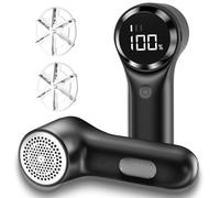 buywoo Rasoir électrique Anti-Peluches Rechargeable pour enlever Les Bouloches, Fonctionne avec Piles, 6 Lames, 3 Vitesses avec écran LED pour vêtements, Tissus d'ameublement, Meubles, Noir