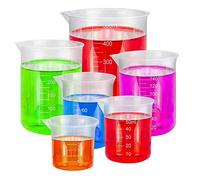 BUZIFU Lot de 6 Verre Doseur Plastique Verre Mesureur Gradué 25/50 / 100/150 / 250/500 ml Bol Doseur à Bec Transparent Pyrex Rigide pour Doser Lait Liquide Sucre Farine Acool Cusine Laboratoire